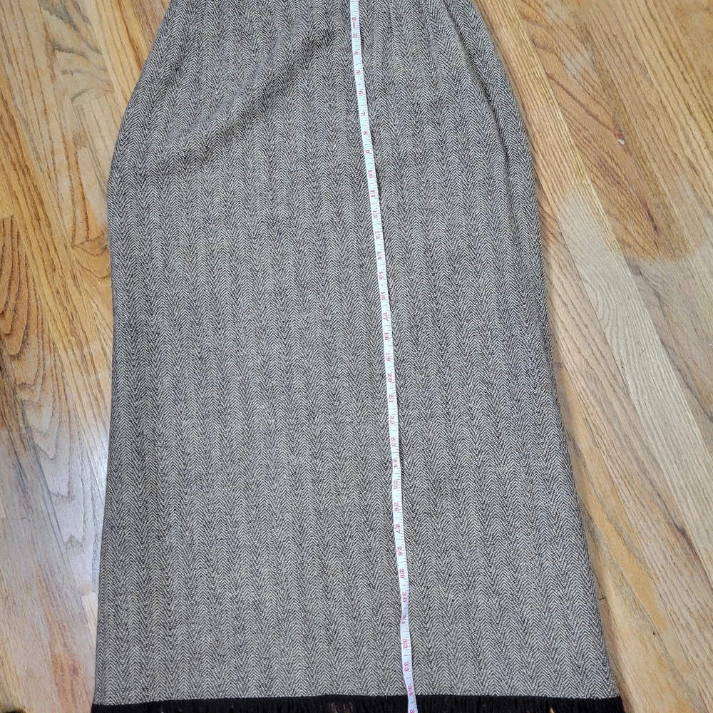 Vintage Harv'e Benard Sport Brown Wool Tweed Skirt With Fringe Size 10 - Picture 10 of 14